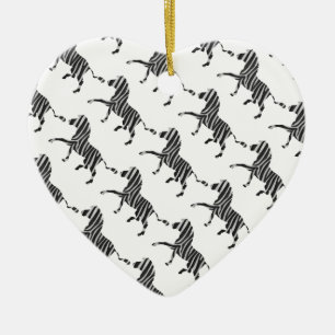 Zebra Black and Light Gray Silhouette Ceramic Ornament