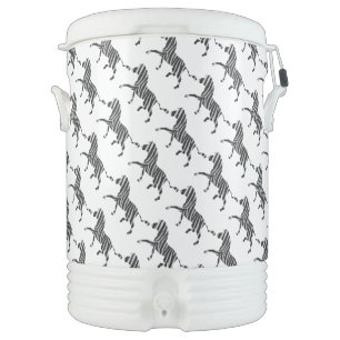 Zebra Black and Light Gray Silhouette Cooler