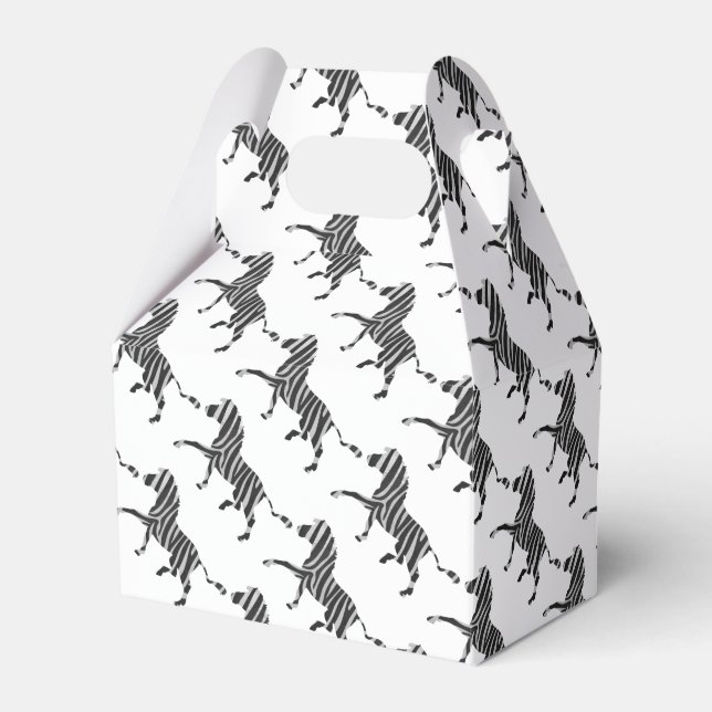 Zebra Black and Light Gray Silhouette Favor Boxes (Front Side)