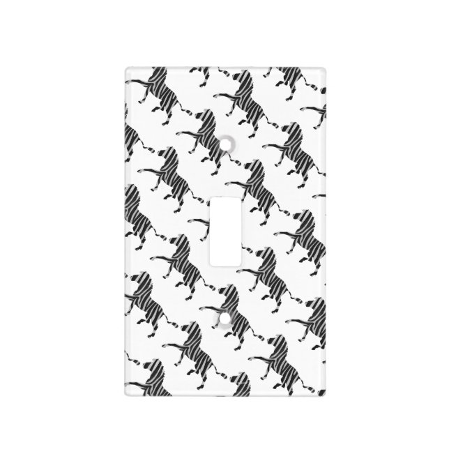Zebra Black and Light Gray Silhouette Light Switch Cover (Front)