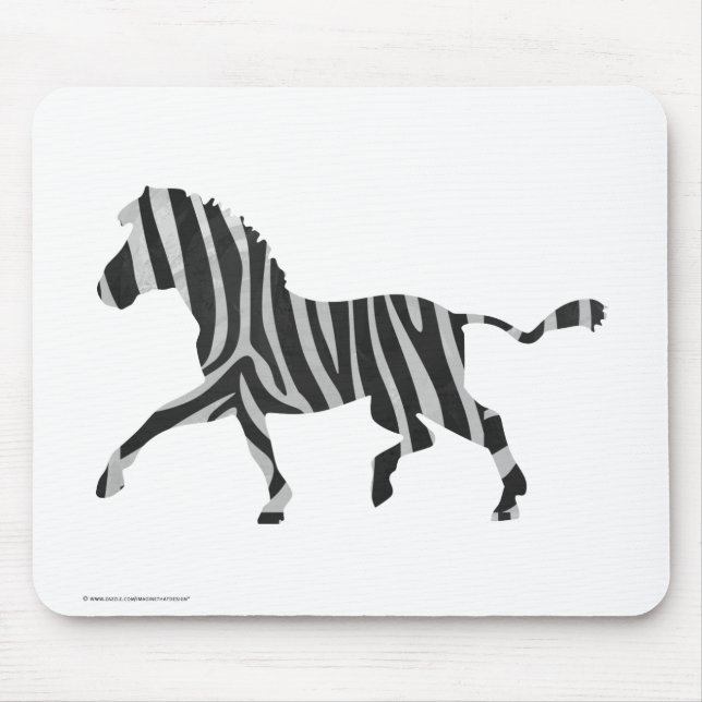 Zebra Black and Light Gray Silhouette Mouse Pad (Front)