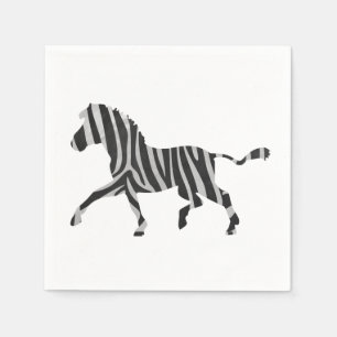 Zebra Black and Light Gray Silhouette Napkins
