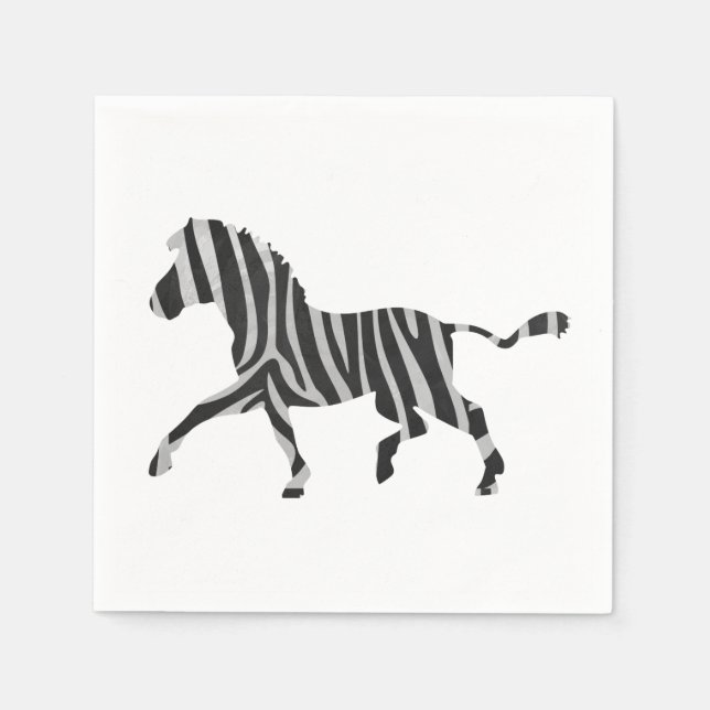 Zebra Black and Light Gray Silhouette Napkins (Front)