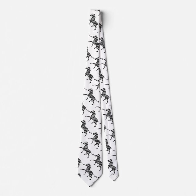 Zebra Black and Light Gray Silhouette Neck Tie (Front)