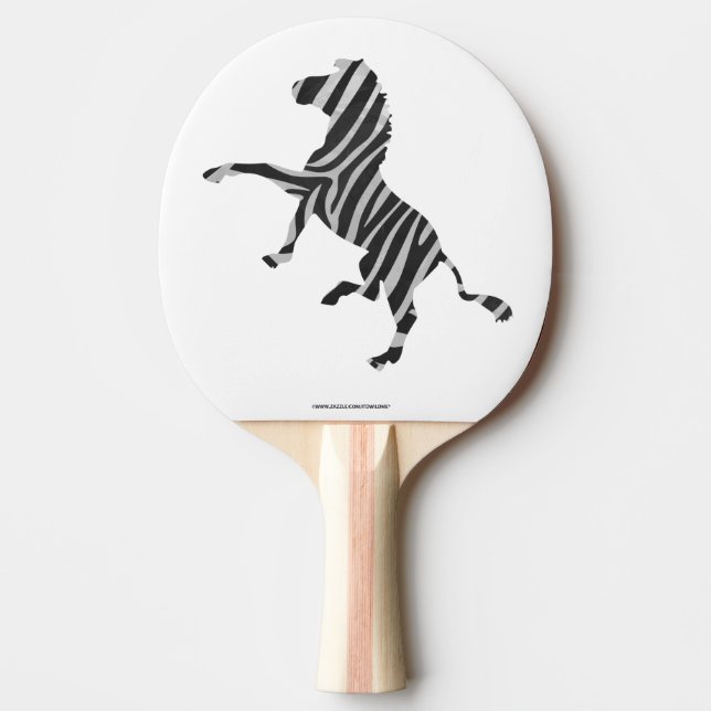 Zebra Black and Light Gray Silhouette Ping-Pong Paddle (Front)