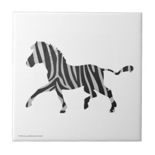 Zebra Black and Light Gray Silhouette Tile