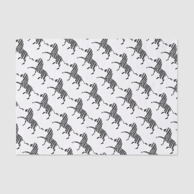 Zebra Black and Light Gray Silhouette Tissue Paper (Front)