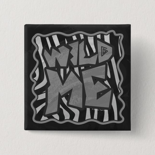 Zebra Black and Light Gray Wild Me Button (Front)
