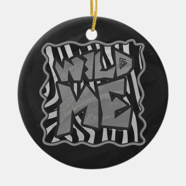 Zebra Black and Light Gray Wild Me Ceramic Ornament (Front)
