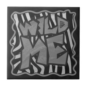Zebra Black and Light Gray Wild Me Ceramic Tile