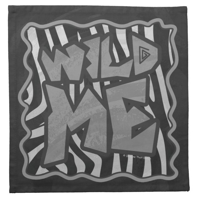 Zebra Black and Light Gray Wild Me Cloth Napkin (Front)