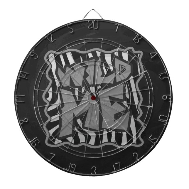 Zebra Black and Light Gray Wild Me Dart Board (Front)