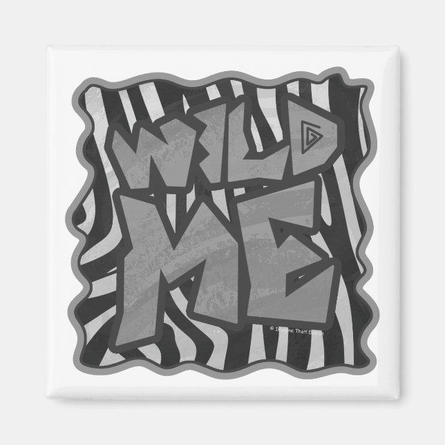 Zebra Black and Light Gray Wild Me Magnet (Front)