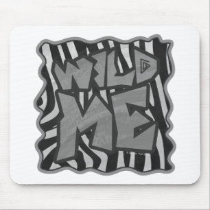Zebra Black and Light Gray Wild Me Mouse Pad