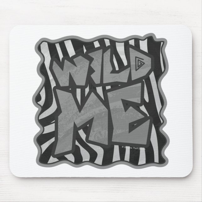 Zebra Black and Light Gray Wild Me Mouse Pad (Front)