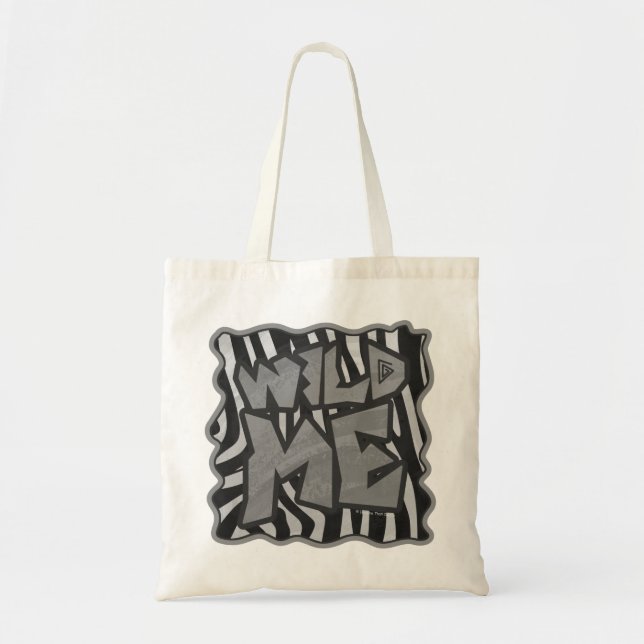 Zebra Black and Light Gray Wild Me Tote Bag (Front)
