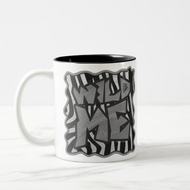 Zebra Black and Light Gray Wild Me Two-Tone Coffee Mug (Left)