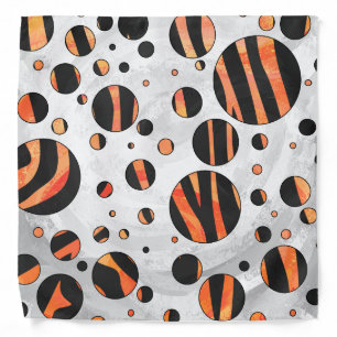 Zebra Black and Orange Polka Dots Bandana