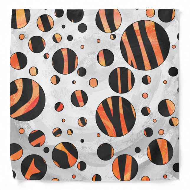 Zebra Black and Orange Polka Dots Bandana (Front)