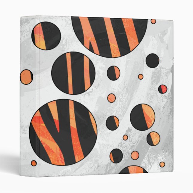 Zebra Black and Orange Polka Dots Binder (Front/Spine)
