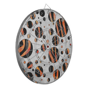 Zebra Black and Orange Polka Dots Dart Board