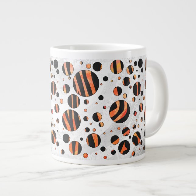 Zebra Black and Orange Polka Dots Giant Coffee Mug (Front Right)