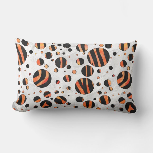 Zebra Black and Orange Polka Dots Lumbar Pillow (Front)