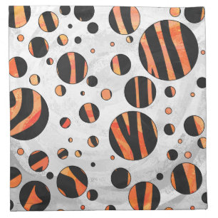Zebra Black and Orange Polka Dots Napkin