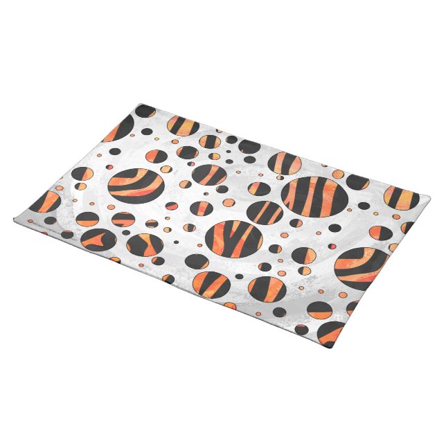 Zebra Black and Orange Polka Dots Placemat (On Table)