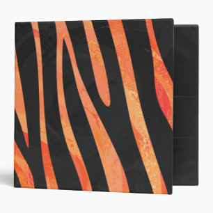 Zebra Black and Orange Print Binder