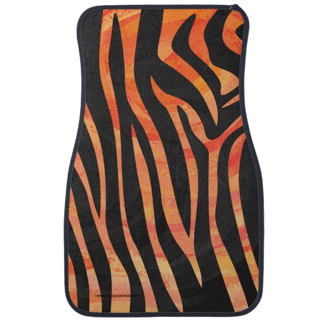 Zebra Black and Orange Print Car Mat (Front)