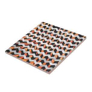 Zebra Black and Orange Print Ceramic Tile
