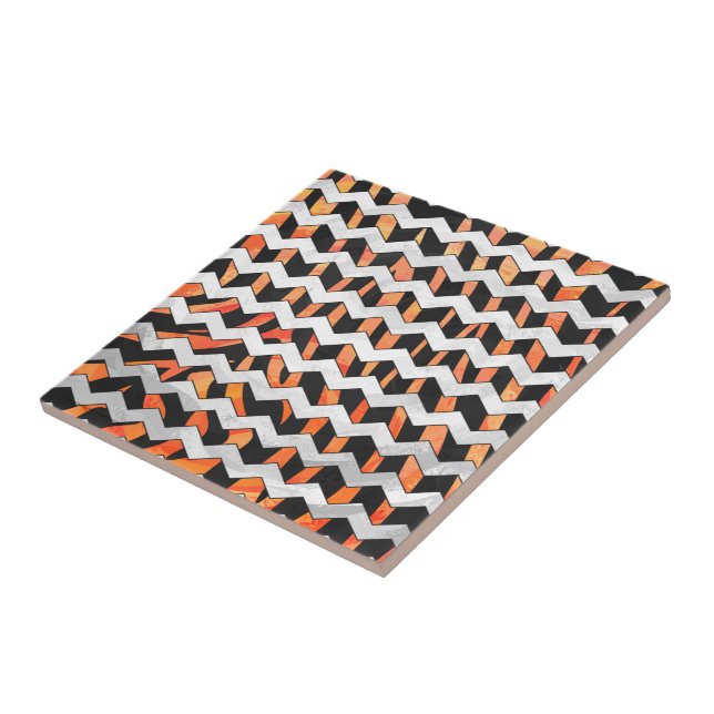 Zebra Black and Orange Print Ceramic Tile (Side)