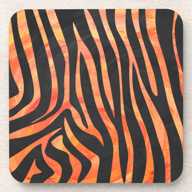 Zebra Black and Orange Print Coaster (Front)