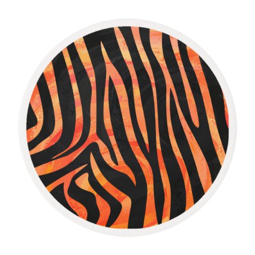 Zebra Black and Orange Print Edible Frosting Rounds