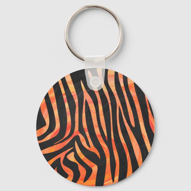Zebra Black and Orange Print Keychain (Front)