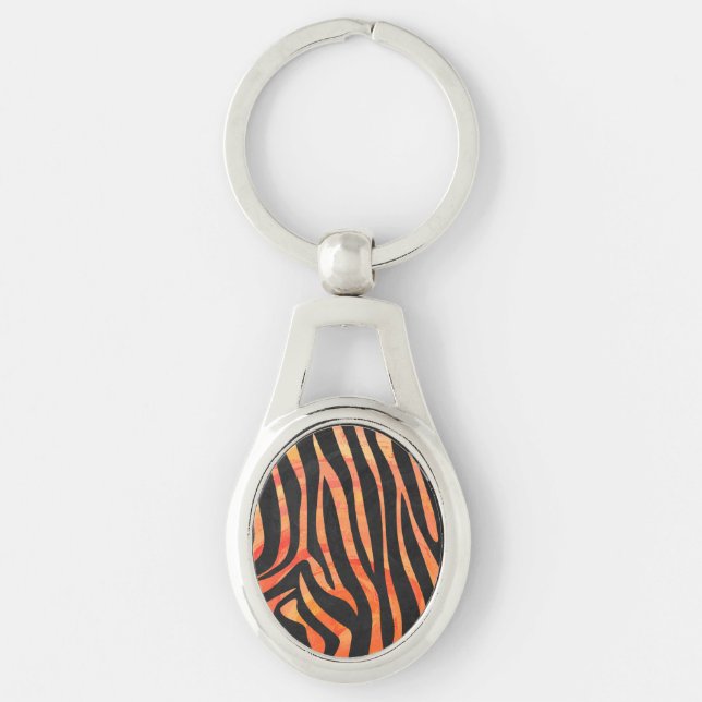 Zebra Black and Orange Print Keychain (Front)