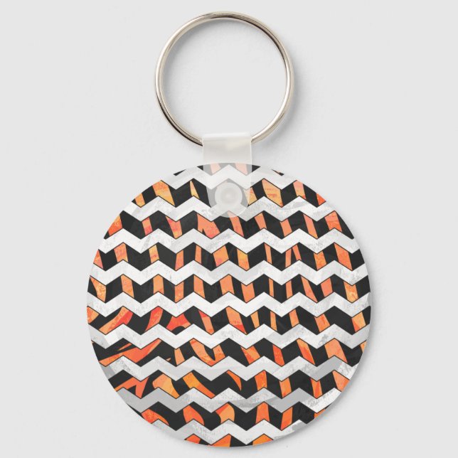 Zebra Black and Orange Print Keychain (Front)