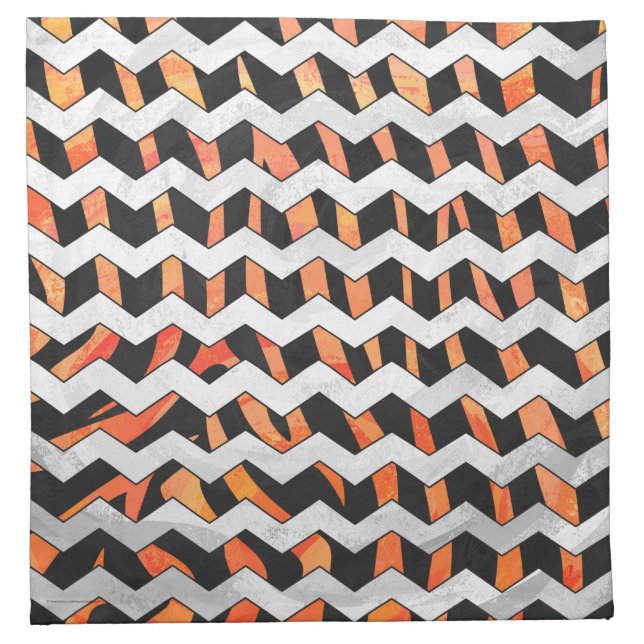 Zebra Black and Orange Print Napkin (Front)