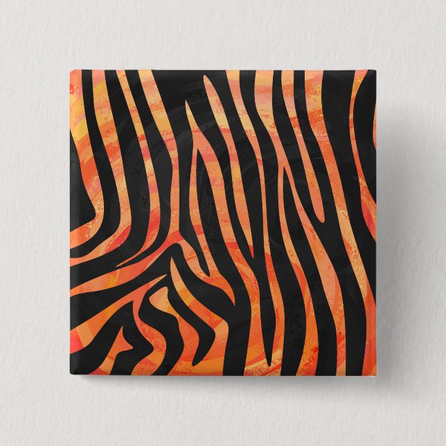 Zebra Black and Orange Print Pinback Button (Front)