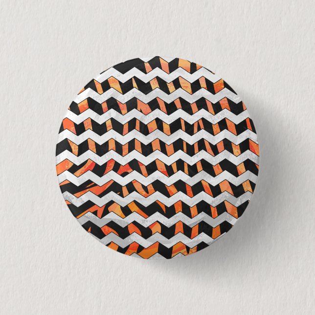 Zebra Black and Orange Print Pinback Button (Front)