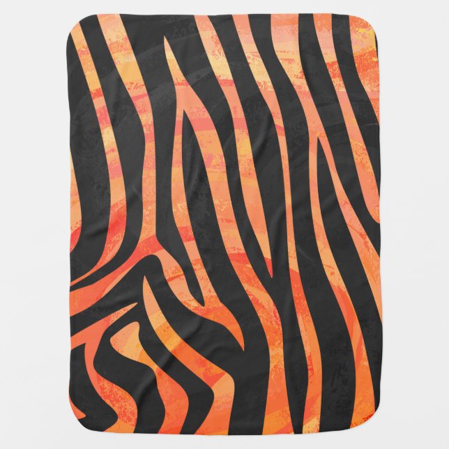 Zebra Black and Orange Print Swaddle Blanket (Front)