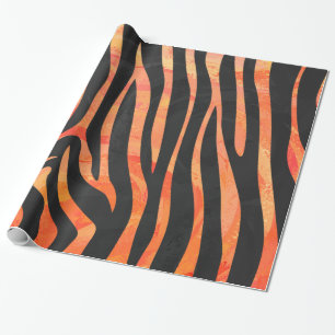 Zebra Black and Orange Print Wrapping Paper
