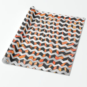 Zebra Black and Orange Print Wrapping Paper