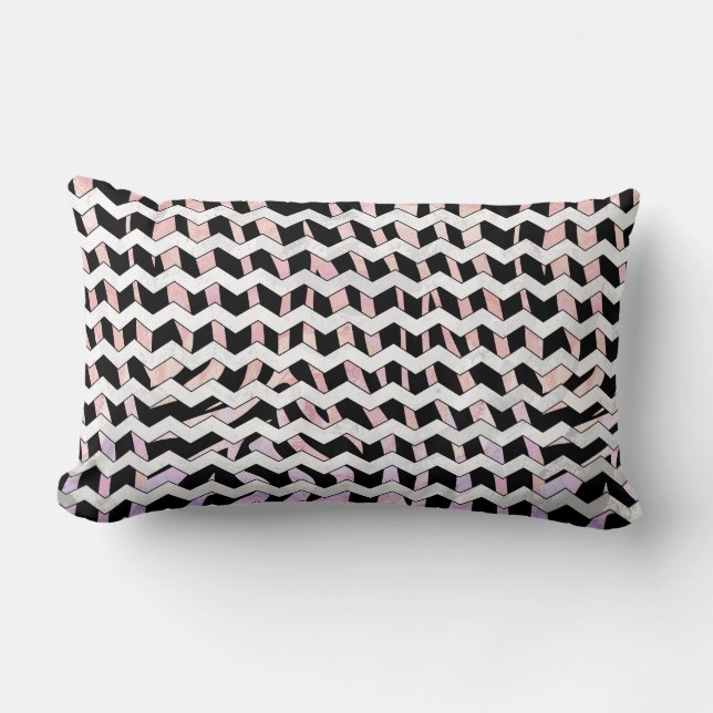 Zebra Black and Pink Chevron Lumbar Pillow (Front)