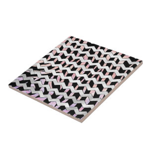 Zebra Black and Pink Chevron Tile