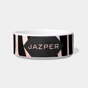 Zebra Black and Pink Monogram Bowl