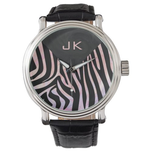 Zebra Black and Pink Monogram Watch