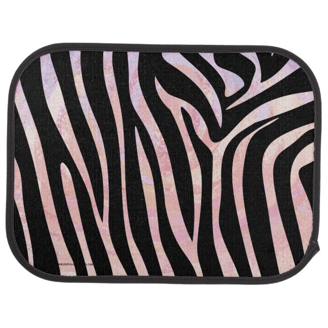 Zebra Black and Pink Print Car Floor Mat (Rear)