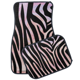 Zebra Black and Pink Print Car Mat